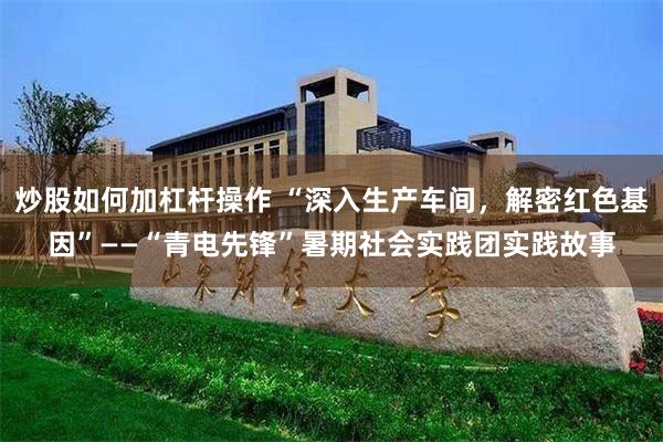 炒股如何加杠杆操作 “深入生产车间，解密红色基因”——“青电先锋”暑期社会实践团实践故事