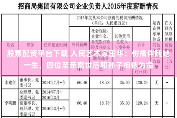 股票配资平台下载 人民艺术家田华：伤痛伴随她一生，四位至亲离世后和孙子相依为命