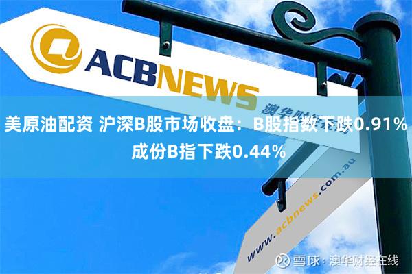 美原油配资 沪深B股市场收盘：B股指数下跌0.91% 成份B指下跌0.44%